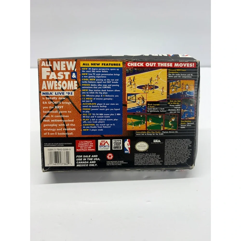 NBA Live 95 SNES Super Nintendo Box Manual Insert Untested Vintage 1994